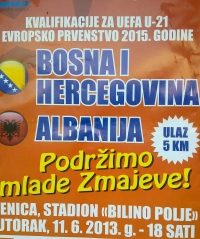 BiH-Albanija(U21),Bilino 11.6. 18h